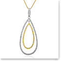 Cashs Ireland, Teardrop Sterling Silver and Gold Pave Necklace
