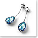 Baccarat Crystal Fleur De Psydelic Aqua Blue Mirror Silver Earrings