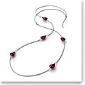 Baccarat Crystal Fleur De Psydelic Iridescent Red Silver Long Necklace