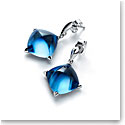 Baccarat Crystal Medicis Stem Earrings Sterling Silver Blue Riviera