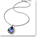 Baccarat Crystal Fleur De Psydelic Blue Scarabee Silver Large Pendant Necklace