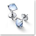 Baccarat Crystal Medicis Mini Stud Earrings Sterling Silver Aqua Mirror
