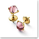 Baccarat Crystal Medicis Mini Stud Earrings Vermeil Gold Pink
