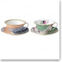 Wedgwood China Butterfly Bloom Teacup and Saucer, Blue Peony and Butterfly Posy