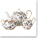 Royal Albert 100 Years 1940 Teapot, Sugar and Creamer Setenglish Chintz