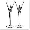 Waterford Lismore Pops Clear Toasting Crystal Flutes, Pair