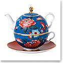 Wedgwood China Paeonia Blush Tea For One, Blue and Red