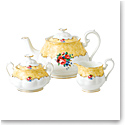 Royal Albert 100 Years 1990 Teapot, Sugar and Creamer Set Bouquet