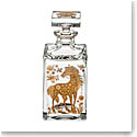 Vista Alegre Crystal Golden Whisky Decanter with Gold Horse