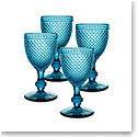 Vista Alegre Glass Bicos Blue Set with 4 Water Goblets Blue