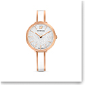 Swarovski Watch Crystalline Stainless Steel Clear Crystal Rose Gold Stainless Bangle with White Enamel