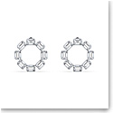 Swarovski Millenia Earrings, Circle, Octagon cut, White, Rhodium Plated, Pair