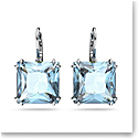 Swarovski Millenia Earrings, Square Cut Crystal, Blue, Rhodium Plated