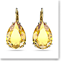 Swarovski Millenia Earrings, Pear Cut Crystal, Yellow, Gold-Tone Plated