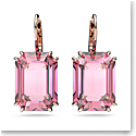 Swarovski Millenia Earrings, Octagon Cut Crystal, Pink, Rose-Gold Tone Plated