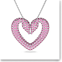 Swarovski Una Pendant, Heart, Medium, Pink, Rhodium Plated