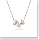 Swarovski Lilia Necklace, Butterfly, White, Rose-Gold Tone Plated