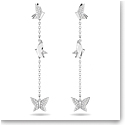 Swarovski Lilia Drop Earrings, Butterfly, Long, White, Rhodium Plated