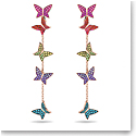 Swarovski Lilia Drop Earrings, Butterfly, Long, Multicolored, Rose-Gold Tone Plated