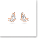 Swarovski Lilia Stud Earrings, Butterfly, White, Rose-Gold Tone Plated