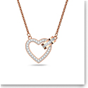 Swarovski Lovely Necklace, Heart, White, Rose-Gold Tone Plated