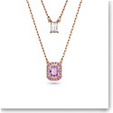 Swarovski Millenia Layered Necklace, Octagon Cut, Purple, Rose Gold Tone Plated