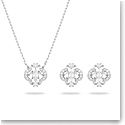Swarovski Sparkling Dance Necklace and Earrings Set, White, Rhodium Plated