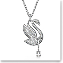 Swarovski Jewelry Long White, Rhodium Iconic Swan, Pendant Necklace