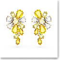 Swarovski Jewelry Gema, Pierced Earrings Medium Yellow, Gold