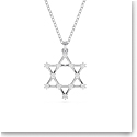 Swarovski Insigne Round Cut Crystal and Rhodium Star of David Pendant Necklace