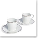 Ralph Lauren China Wilshire Espresso Cup and Saucer, Pair, Platinum