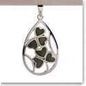 Cashs Ireland, Sterling Silver and Connemara Marble Lucky Shamrocks Pendant Necklace