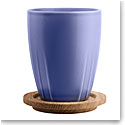 Kosta Boda Bruk Mug with Oak Lid, Set of 2, Denim Blue