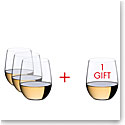 Riedel O Stemless Chardonnay, Viognier Wine Glasses Gift Set, 3+1 Free