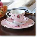 Royal Albert China New Country Roses Pink 3-Piece Set - Teacup, Saucer and Dessert Plate