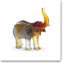 Daum Elephant in Amber and Green by Jean Francois Leroy Sculpture
