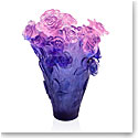 Daum 20.9" Rose Passion Pink and Blue Magnum Vase