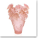Daum 20.9" Rose Passion Pink Gilded Magnum Vase