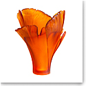 Daum 20.5" Ginkgo Vase in Amber, Limited Edition