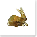 Daum Rabbits Chinese Horoscope in Amber and Grey Sculpture