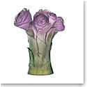 Daum 6.7" Peony Vase in Green and Purple