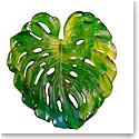 Daum Small Short-Fixture Monstera Wall Leaf in Green by Emilio Robba, Sconce