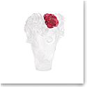 Daum 13.8" Rose Passion Vase in White with Red Flower, Limited Edition