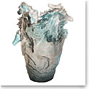Daum 15" Horse Vase in Blue and Grey, Limited Edition