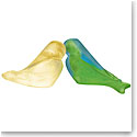Daum Love Birds in Green and Yellow by Pierre-Yves Rochon Sculpture