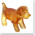 Daum Mini Standing Puppy in Amber Sculpture
