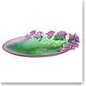 Daum 16.9" Rose Passion Bowl in Green and Pink, Limited Edition