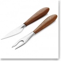 Nambe Curvo Metal and Wood Cheese Knife and Fork Set