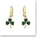 Cashs Ireland, Gold Plated Shamrock and Crystal Drop Earrings