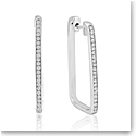 Waterford Jewelry Sterling Silver Earrings White Large Crystal Rectangle Hoops